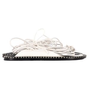 Ann Demeulemeester Self-Tie Flat Sandals in White Leather